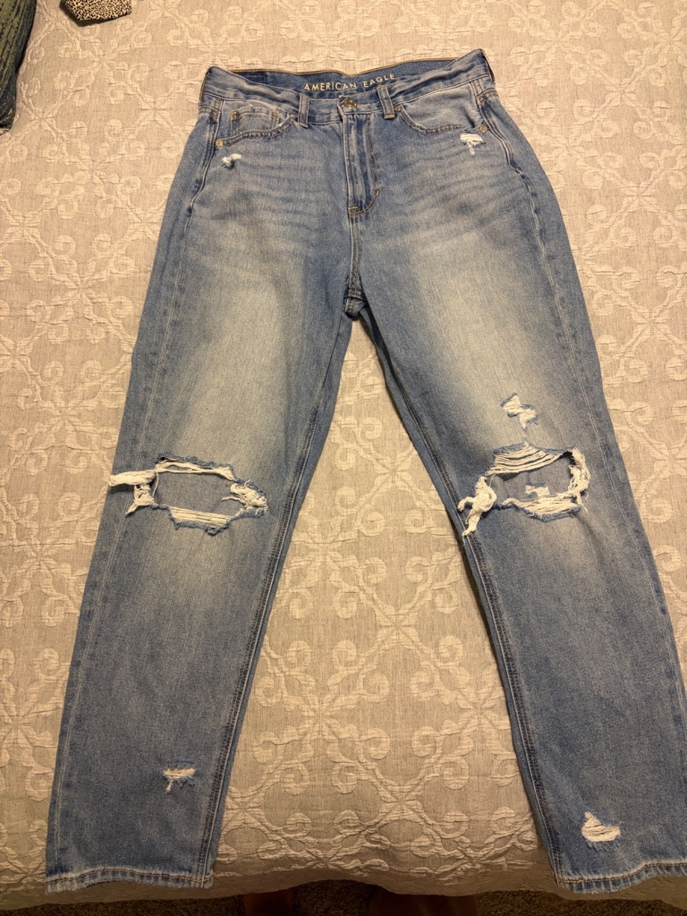 American Eagle Outfitters Medium Blue Distressed Boyfriend Jeans
